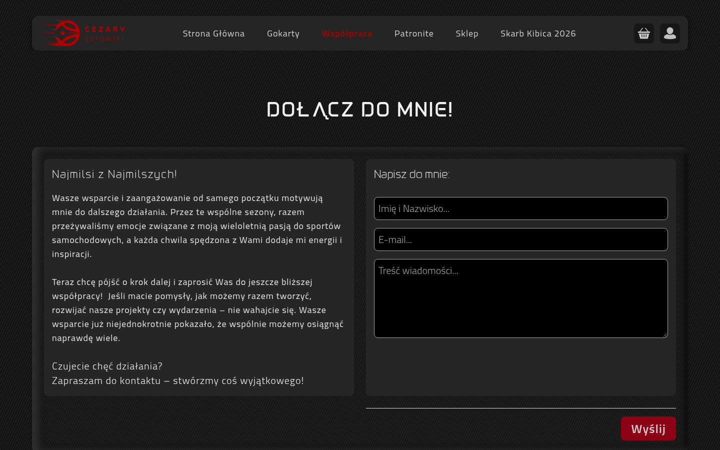 Formularz „Dołącz do mnie” na stronie współpracy